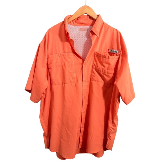 Columbia Other - Columbia PFG‎ Tamiami II Fishing Shirt XL Orange Short Sleeve Button Up FM7266